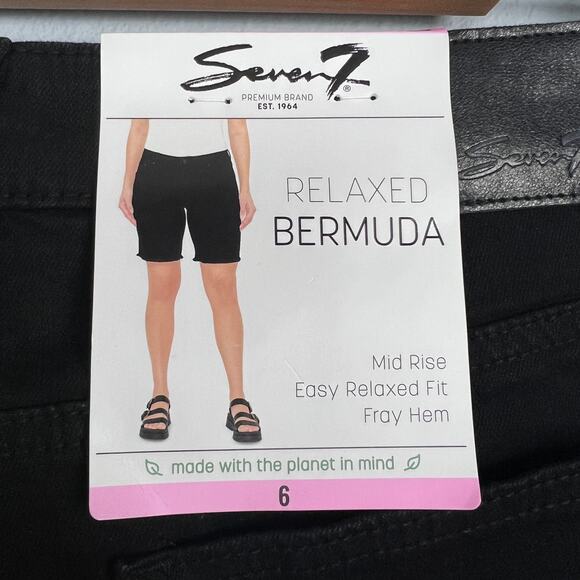 NWT Seven7 Women's 6 Bermuda Shorts Relaxed Fit Mid Rise Fray Hem Stretch Casual - Picture 7 of 15